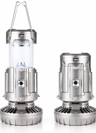 30W Solar Rechargeable Camping LED Light with Fan – ABS Portable Lantern, Bright/Dim Modes, 110-220V C7 Charging