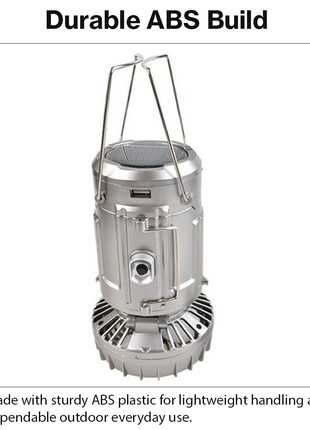 30W Solar Rechargeable Camping LED Light with Fan – ABS Portable Lantern, Bright/Dim Modes, 110-220V C7 Charging