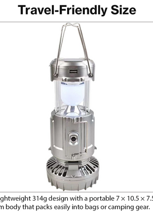 30W Solar Rechargeable Camping LED Light with Fan – ABS Portable Lantern, Bright/Dim Modes, 110-220V C7 Charging