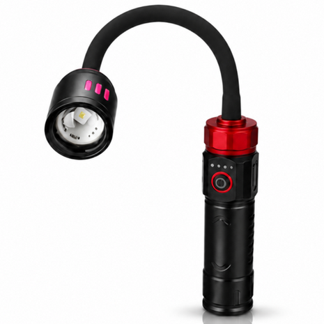 Flexible Gooseneck LED Flashlight Work Light – Zoomable Focus Head with Bendable Arm