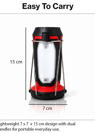 Multi-Function COB Lantern with Pivoting LED Flashlight, Magnetic Base & Power Bank Function- Red