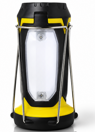 Multi-Function COB Lantern with Pivoting LED Flashlight, Magnetic Base & Power Bank Function- Yellow