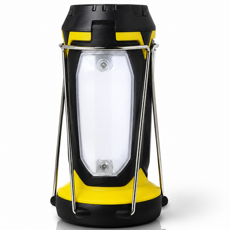 Multi-Function COB Lantern with Pivoting LED Flashlight, Magnetic Base & Power Bank Function- Yellow