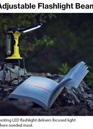 Multi-Function COB Lantern with Pivoting LED Flashlight, Magnetic Base & Power Bank Function- Yellow
