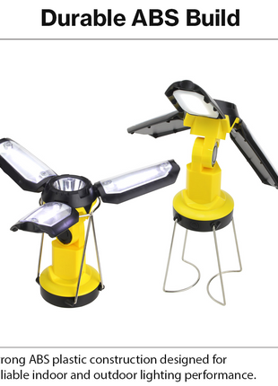 Multi-Function COB Lantern with Pivoting LED Flashlight, Magnetic Base & Power Bank Function- Yellow