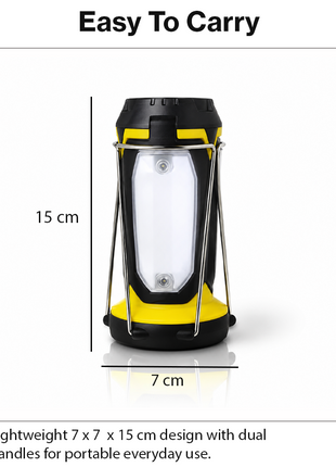 Multi-Function COB Lantern with Pivoting LED Flashlight, Magnetic Base & Power Bank Function- Yellow