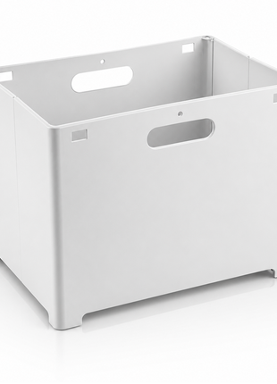 Foldable Plastic Storage Bin with Handles, White Organizer Box,Stackable Storage Container
