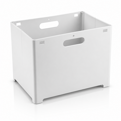 Foldable Plastic Storage Bin with Handles, White Organizer Box,Stackable Storage Container