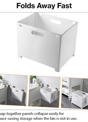 Foldable Plastic Storage Bin with Handles, White Organizer Box,Stackable Storage Container