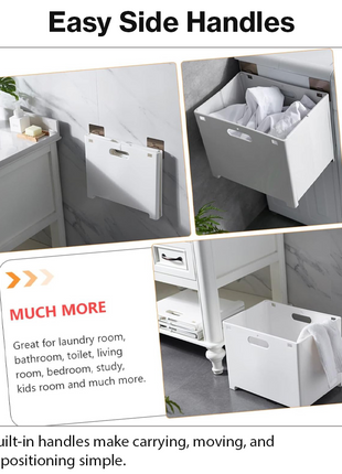 Foldable Plastic Storage Bin with Handles, White Organizer Box,Stackable Storage Container