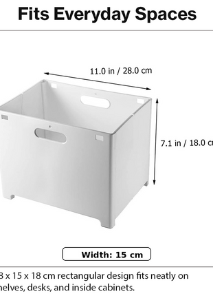 Foldable Plastic Storage Bin with Handles, White Organizer Box,Stackable Storage Container