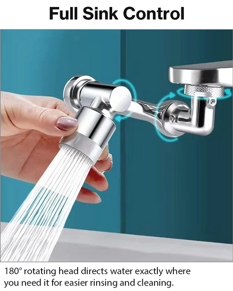 Rotatable Faucet Splash Head 180° Dual Spray Water Saving Tap Attachment for Kitchen & Bathroom Faucets