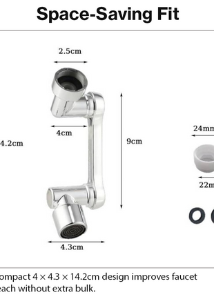 Aluminum Faucet Extender Adapter with Aerator Swivel Head for Sink Tap Water Direction Control