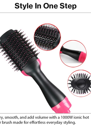 One Step Hair Dryer & Volumizer 1000W with Ionic Ceramic Oval Brush – Black & Pink
