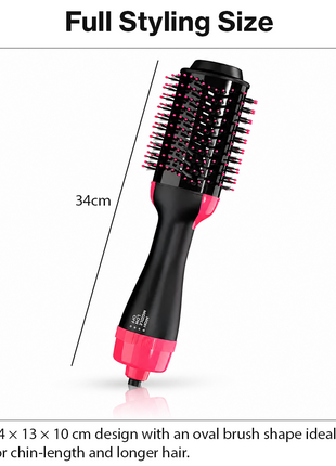 One Step Hair Dryer & Volumizer 1000W with Ionic Ceramic Oval Brush – Black & Pink