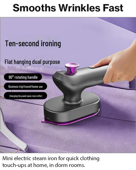 Mini Electric Steam Iron Portable Dry & Wet Ironing Machine with Titanium Panel 33W 220V Compact Travel Iron