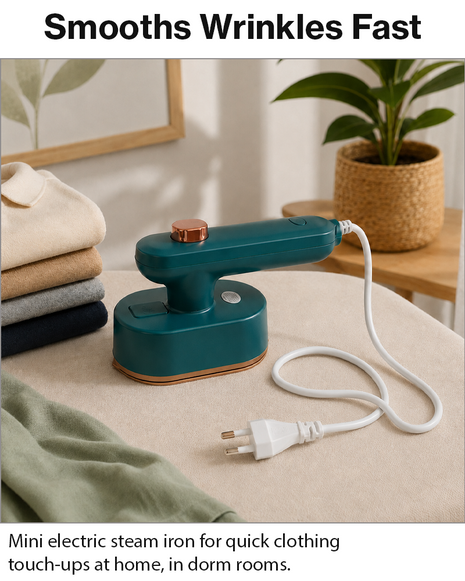 Mini Electric Steam Iron Portable Dry & Wet Ironing Machine with Titanium Panel 33W 220V Compact Travel Iron
