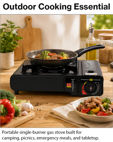 Portable Gas Stove Aluminum Single Burner Camping Cooker with Piezo Ignition