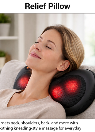 Neck and Back Massage Pillow with Heat, Corded Electric Deep Tissue Massager for Neck, Shoulder, Back, Waist, Legs, Home & Car Use