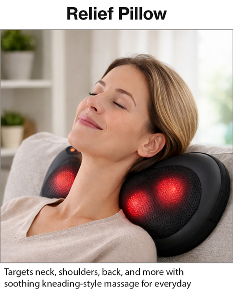 Neck and Back Massage Pillow with Heat, Corded Electric Deep Tissue Massager for Neck, Shoulder, Back, Waist, Legs, Home & Car Use