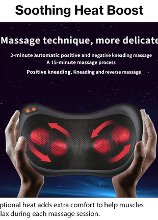 Neck and Back Massage Pillow with Heat, Corded Electric Deep Tissue Massager for Neck, Shoulder, Back, Waist, Legs, Home & Car Use