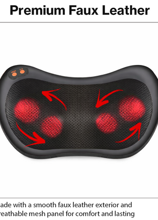 Neck and Back Massage Pillow with Heat, Corded Electric Deep Tissue Massager for Neck, Shoulder, Back, Waist, Legs, Home & Car Use