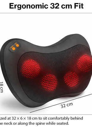Neck and Back Massage Pillow with Heat, Corded Electric Deep Tissue Massager for Neck, Shoulder, Back, Waist, Legs, Home & Car Use