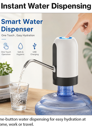 Automatic Bottle Water Dispenser White USB Rechargeable Pump