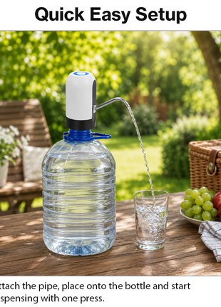 Automatic Bottle Water Dispenser White USB Rechargeable Pump