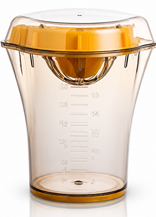 Manual Citrus Juicer with Measuring Cup & Lid – 2-in-1 Hand Reamer for Oranges, Lemons & Limes