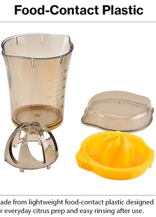 Manual Citrus Juicer with Measuring Cup & Lid – 2-in-1 Hand Reamer for Oranges, Lemons & Limes