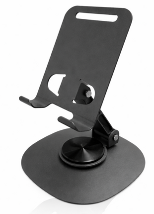 Aluminum Desktop Phone & Small Tablet Stand with 360° Rotating Base Silicone Pads Metal Desk Holder
