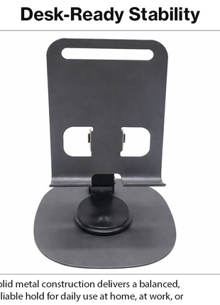Aluminum Desktop Phone & Small Tablet Stand with 360° Rotating Base Silicone Pads Metal Desk Holder