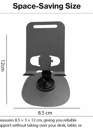 Aluminum Desktop Phone & Small Tablet Stand with 360° Rotating Base Silicone Pads Metal Desk Holder