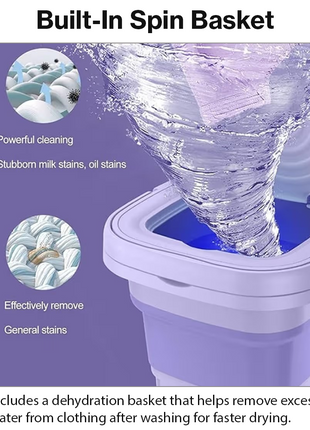 6.5L Foldable Portable Washing Machine 12V IPX4 Mini Washer