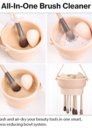 Silicone Makeup Brush Cleaner Bowl with Drying Holder