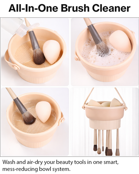 Silicone Makeup Brush Cleaner Bowl with Drying Holder