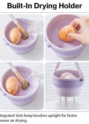 Silicone Makeup Brush Cleaner Bowl with Drying Holder