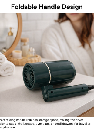 Mini Foldable Travel Hair Dryer 800W Compact DC Motor Dual Speed Dual Heat-240V Portable with Concentrator Nozzle