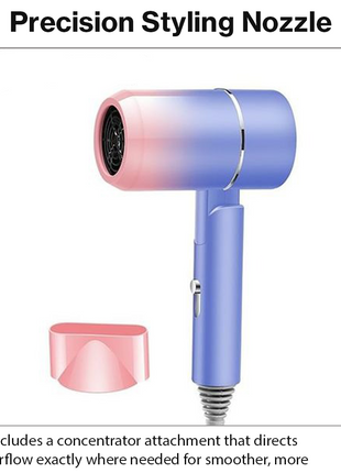 Mini Foldable Travel Hair Dryer 800W Compact DC Motor Dual Speed Dual Heat 240V Portable with Concentrator Nozzle