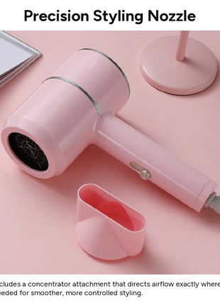 Mini Foldable Travel Hair Dryer 800W Compact DC Motor Dual Speed Dual Heat 240V-Portable with Concentrator Nozzle
