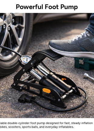 High Pressure Professional Double Cylinder Air Bicycle Foot Pump