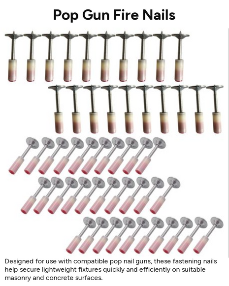 Ceiling Nails with Plastic Gasket Smooth Shank Flat Head Steel Fixing Nails 50-Pack