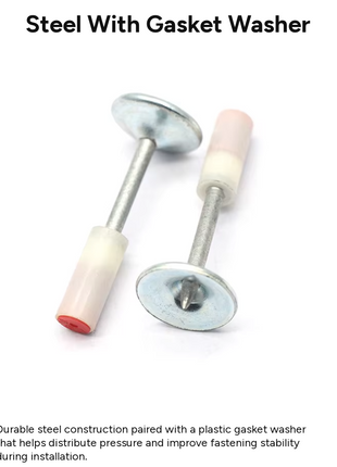 Ceiling Nails with Plastic Gasket Smooth Shank Flat Head Steel Fixing Nails 50-Pack