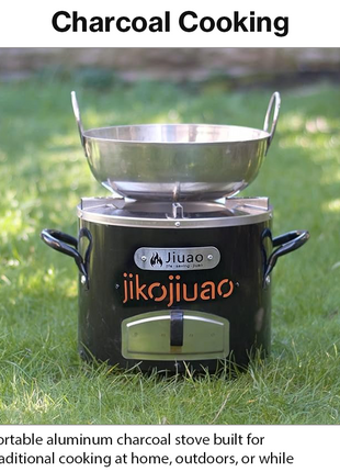 Portable Aluminum Charcoal Stove Jiko with Insulated Body and Adjustable Air Vent 28 x 26 x 25 cm