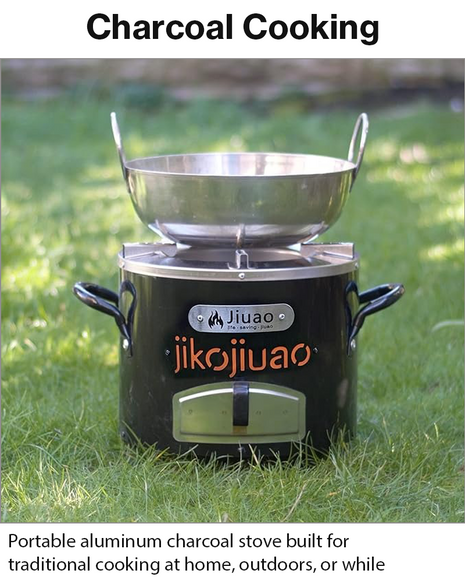 Portable Aluminum Charcoal Stove Jiko with Insulated Body and Adjustable Air Vent 28 x 26 x 25 cm
