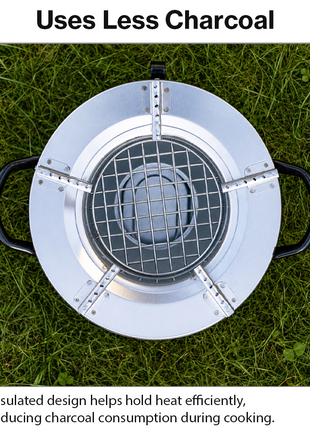 Portable Aluminum Charcoal Stove Jiko with Insulated Body and Adjustable Air Vent 28 x 26 x 25 cm