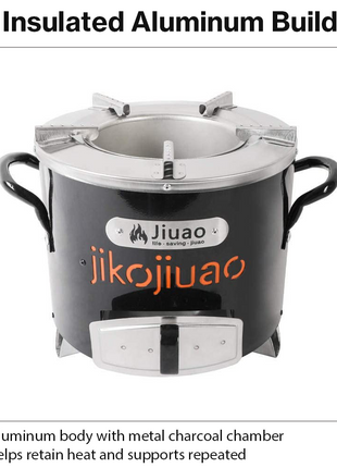 Portable Aluminum Charcoal Stove Jiko with Insulated Body and Adjustable Air Vent 28 x 26 x 25 cm