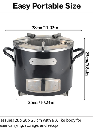 Portable Aluminum Charcoal Stove Jiko with Insulated Body and Adjustable Air Vent 28 x 26 x 25 cm