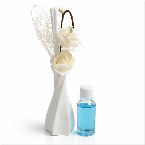 Glass Reed Diffuser Ocean Fragrance with Decorative Flowers, Fragrance Oil Included, Home Fragrance